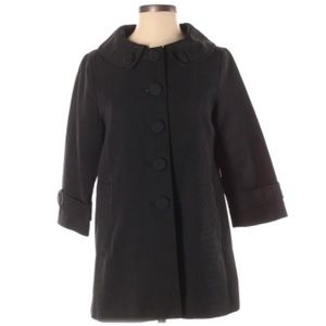 Worthington size S black Vintage button up 3/4 sleeve A-line dress coat jacket